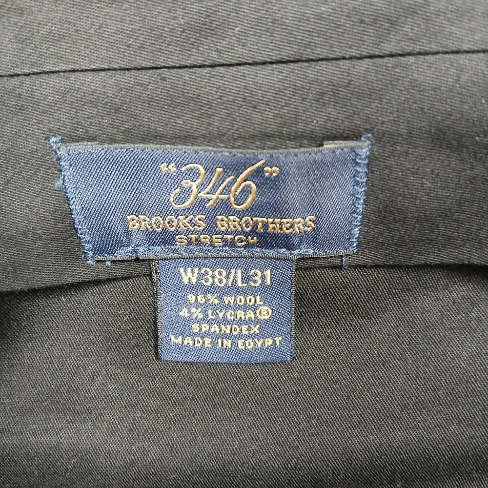 Brooks Brothers 346 Stretch Dress Pants Men's 38x31 Charcoal Wool Blend - Picture 4 of 7